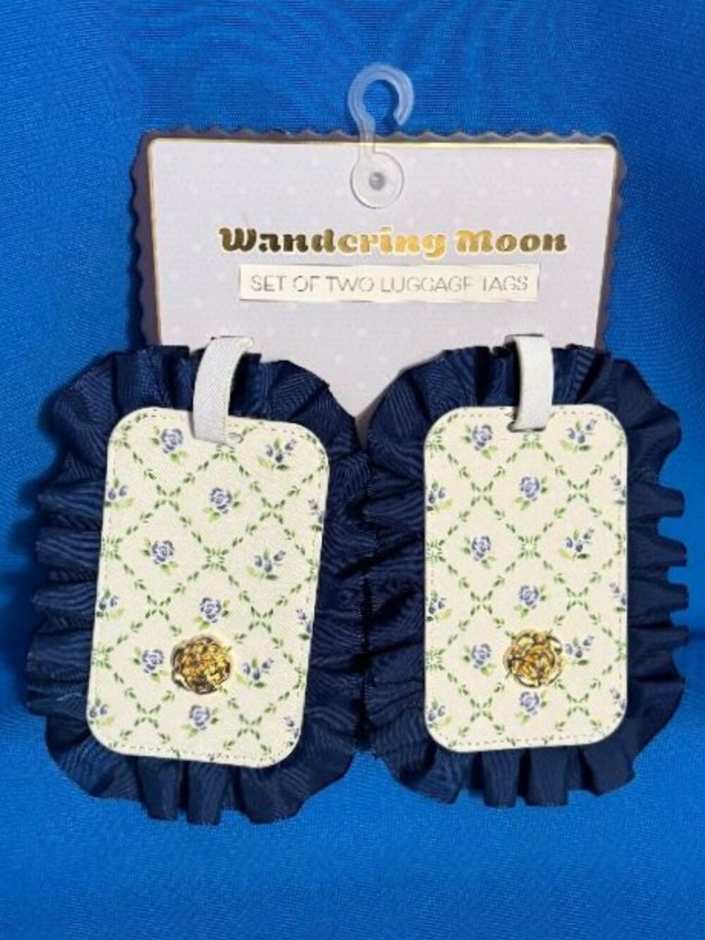 NEW ~ FLORAL ROSE RUFFLED LUGGAGE / TRAVEL / TRAVELING BAG TAGS ~ SET OF 2